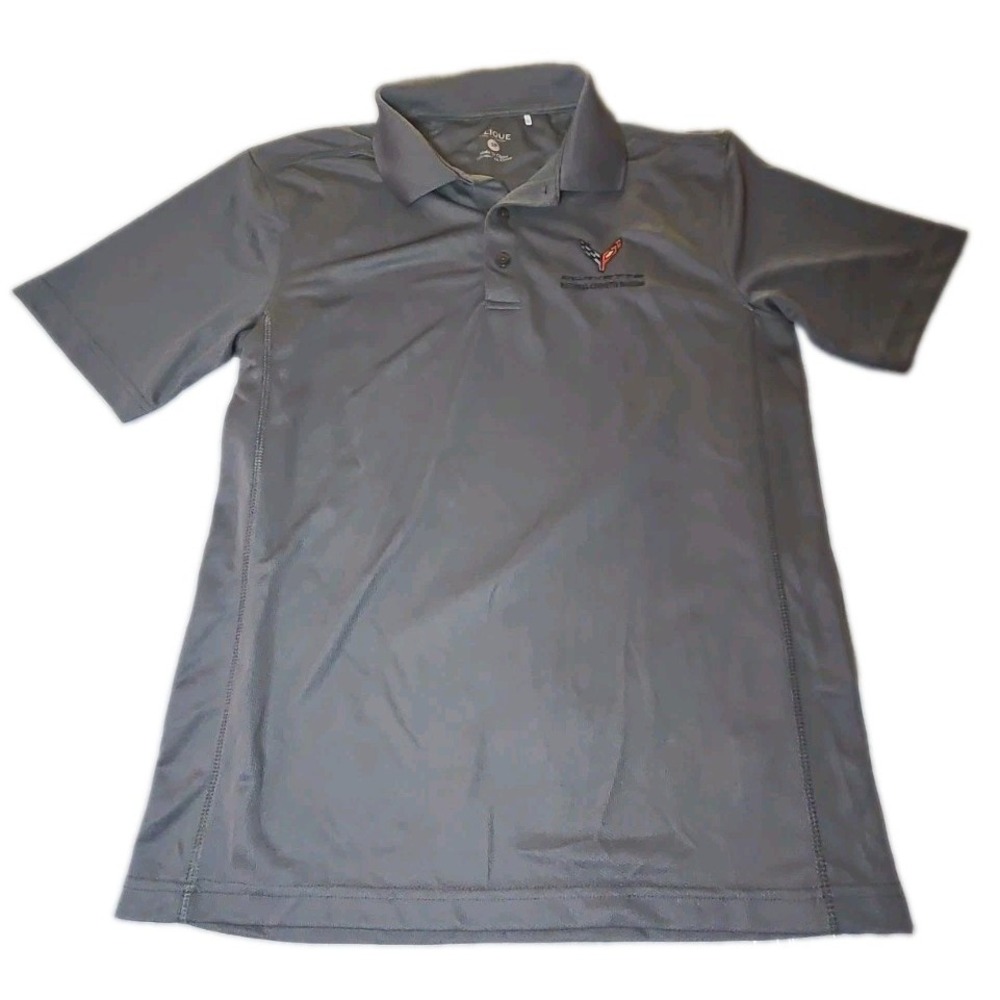 Corvette Museum Shirt Mens S Clique Chevy Crossed Racing Flags Gray Performance